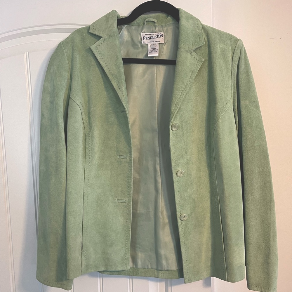 Green leather Pendleton blazer